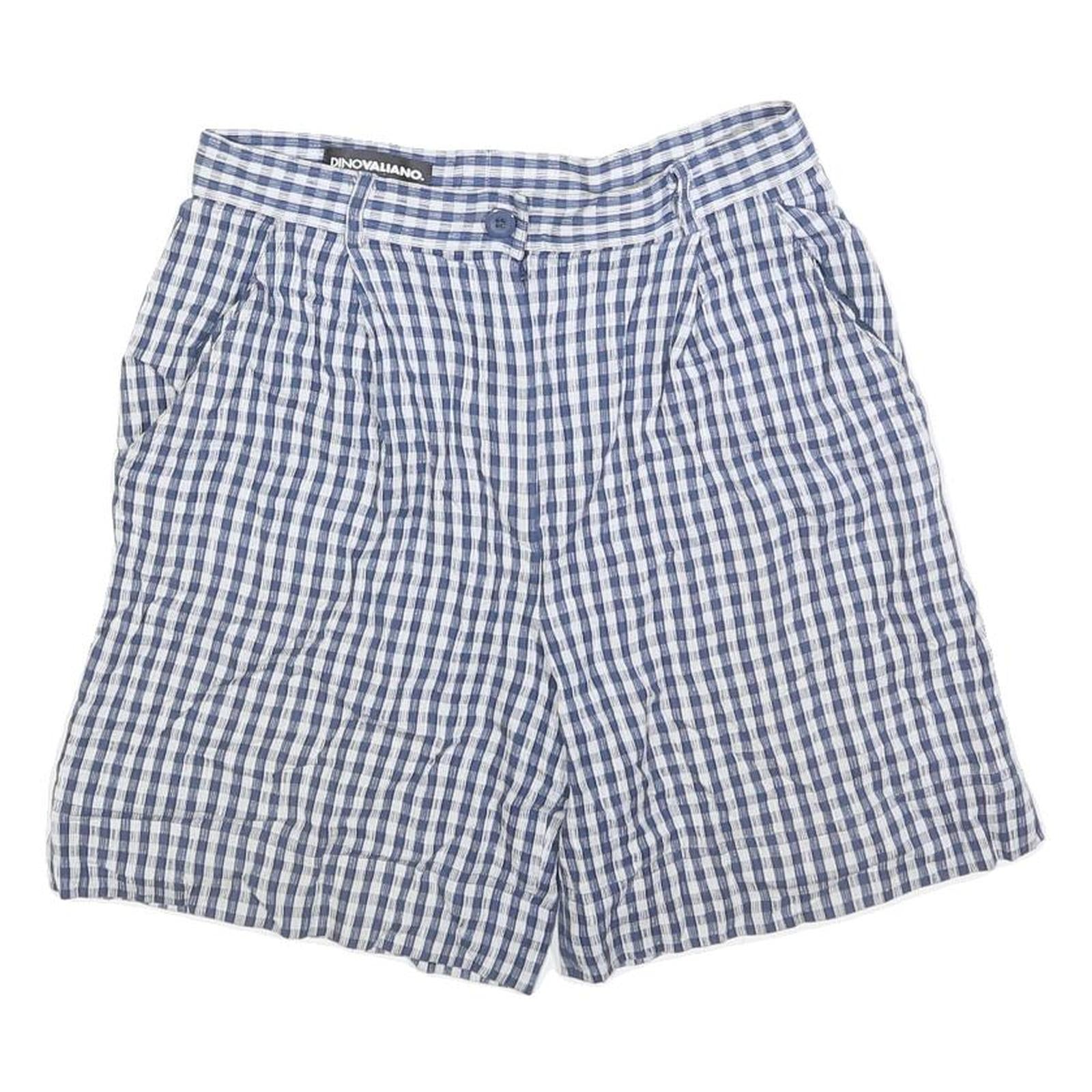 DINO VALIANO Womens Shorts Blue & White Check M W30 Casual Summer Lightweight