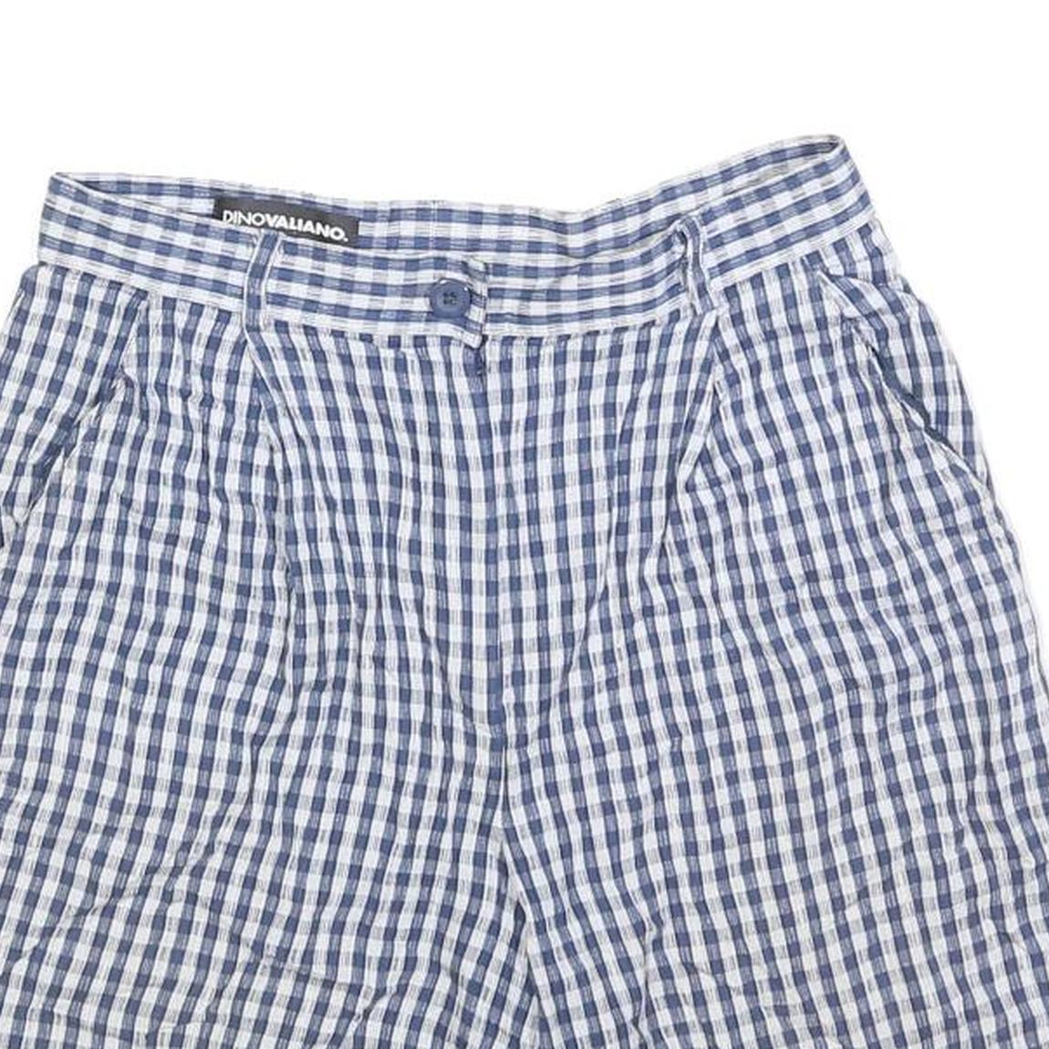 DINO VALIANO Womens Shorts Blue & White Check M W30 Casual Summer Lightweight