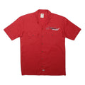 DICKIES Mens Red Work Shirt L Short Sleeve Polyester Blend Button Closure