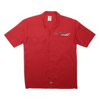 DICKIES Mens Red Work Shirt L Short Sleeve Polyester Blend Button Closure