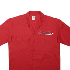 DICKIES Mens Red Work Shirt L Short Sleeve Polyester Blend Button Closure
