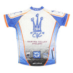 Mens White & Blue Cycling T-Shirt L Short Sleeve Zip Neck Jersey Castro Valley