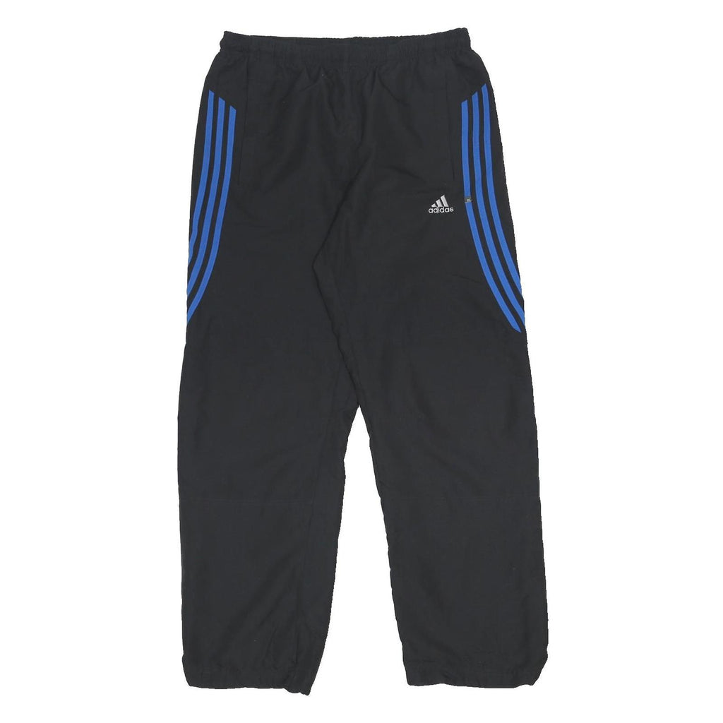 ADIDAS Mens Joggers Black & Blue Regular Tapered L W32 L30 Striped Logo
