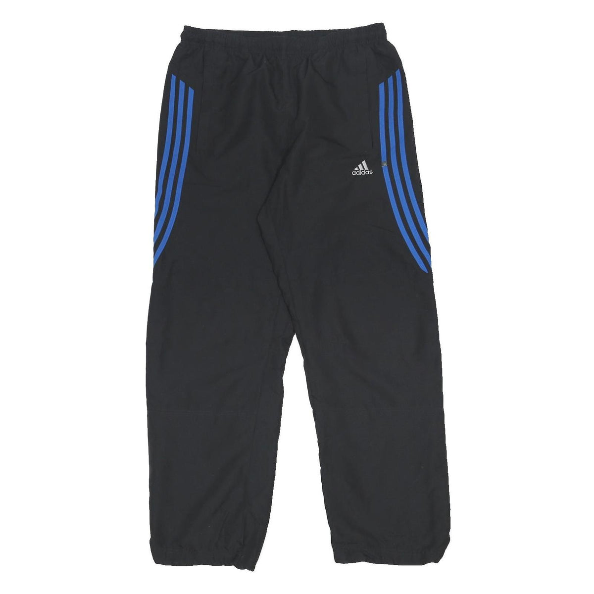 ADIDAS Mens Joggers Black & Blue Regular Tapered L W32 L30 Striped Logo
