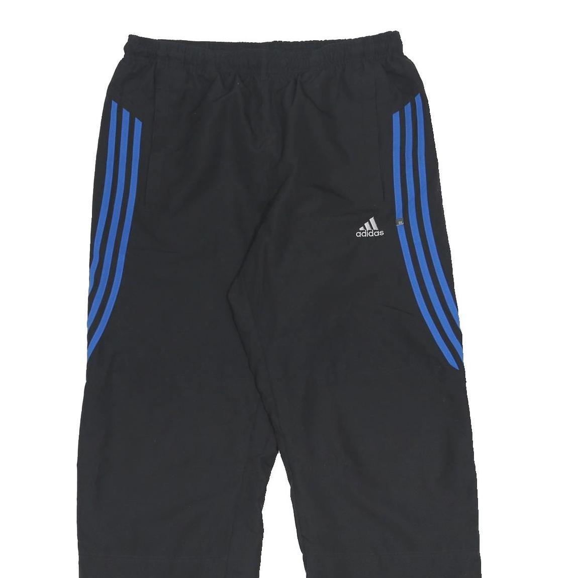 ADIDAS Mens Joggers Black & Blue Regular Tapered L W32 L30 Striped Logo