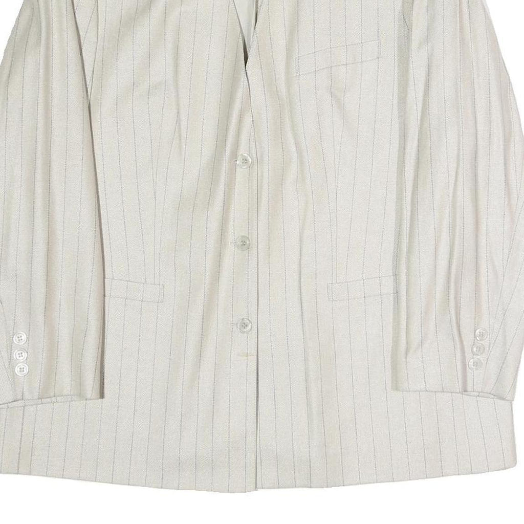 Womens White Pinstripe Button Cotton Blend Jacket XL Formal Workwear Blazer