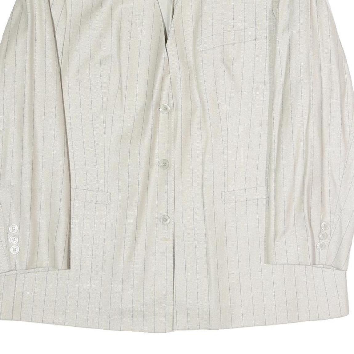 Womens White Pinstripe Button Cotton Blend Jacket XL Formal Workwear Blazer