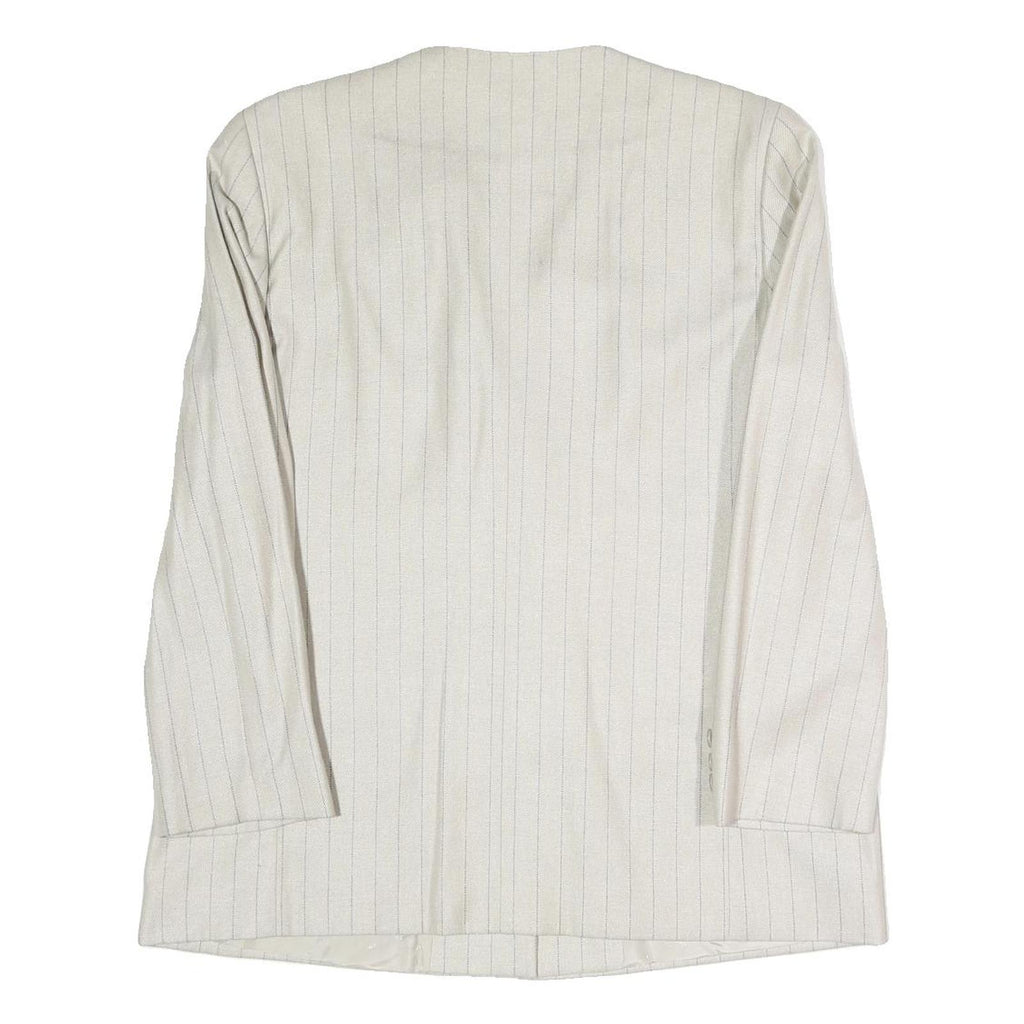 Womens White Pinstripe Button Cotton Blend Jacket XL Formal Workwear Blazer