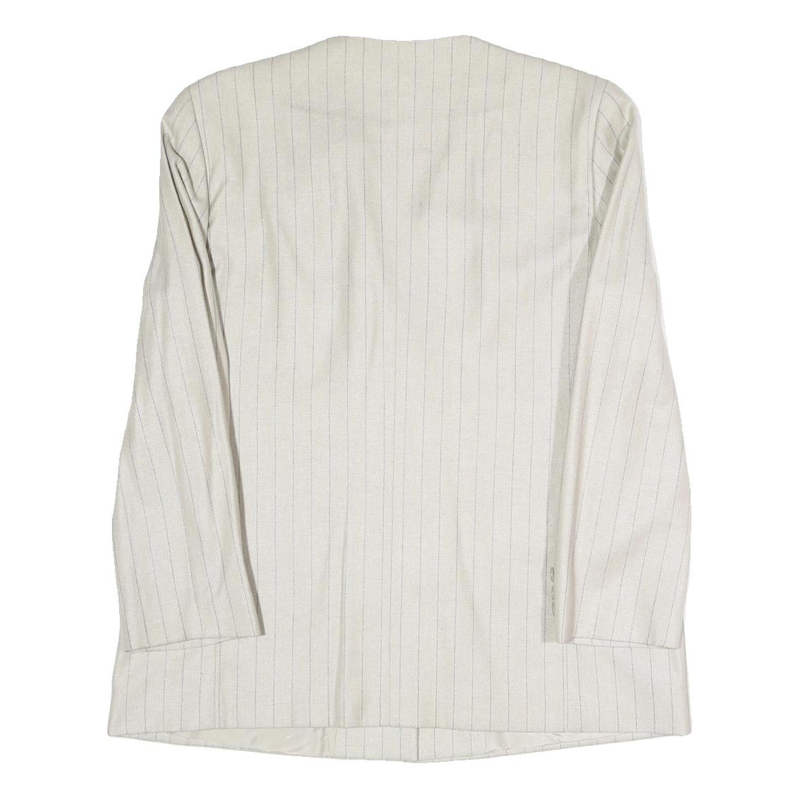 Womens White Pinstripe Button Cotton Blend Jacket XL Formal Workwear Blazer