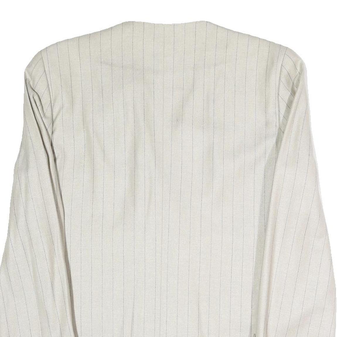 Womens White Pinstripe Button Cotton Blend Jacket XL Formal Workwear Blazer