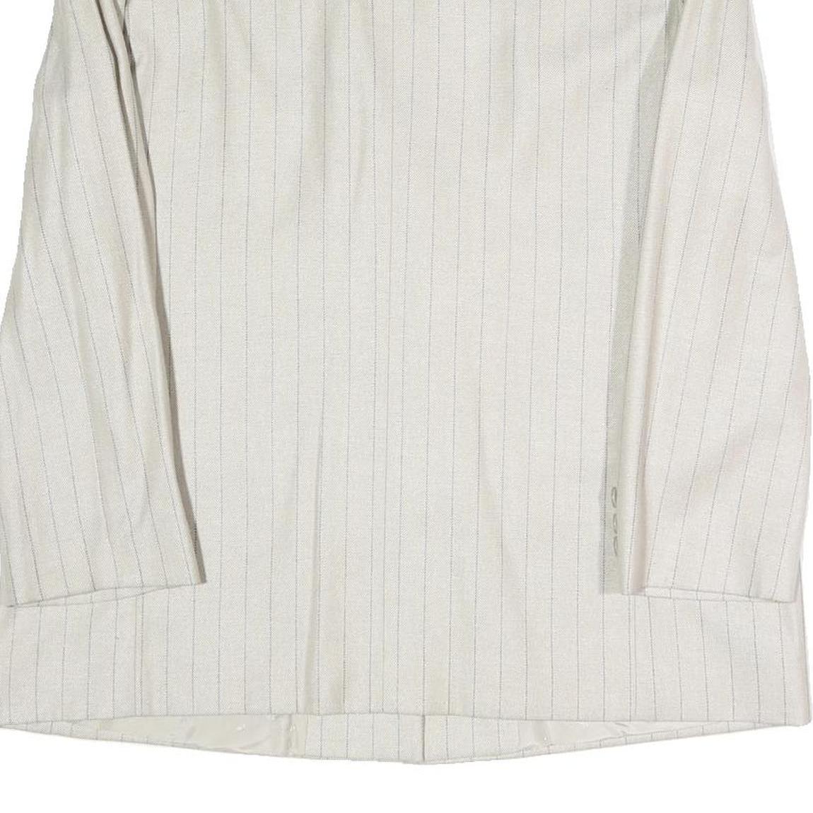 Womens White Pinstripe Button Cotton Blend Jacket XL Formal Workwear Blazer