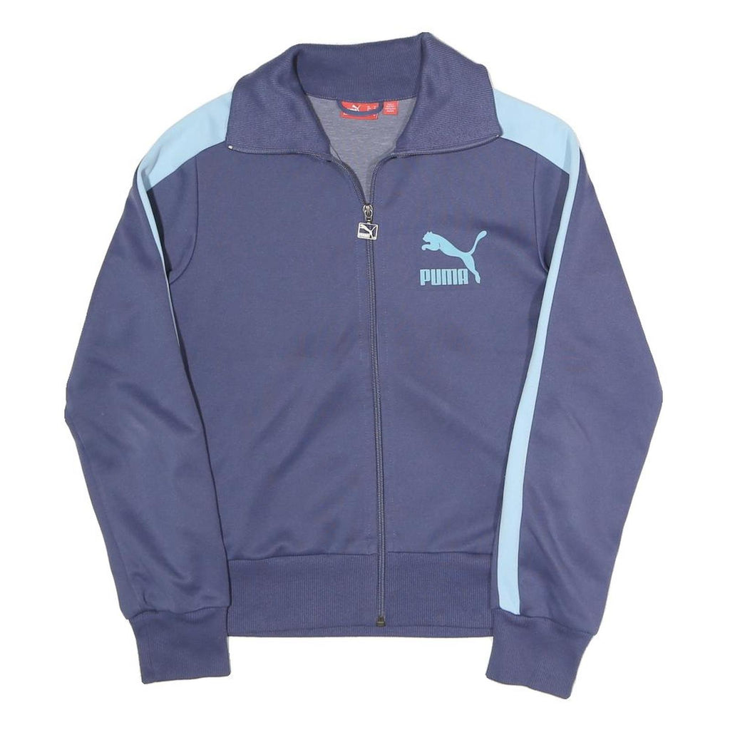 PUMA Womens Blue & Light Blue Track Jacket UK 12 Polyester Zip Sportswear