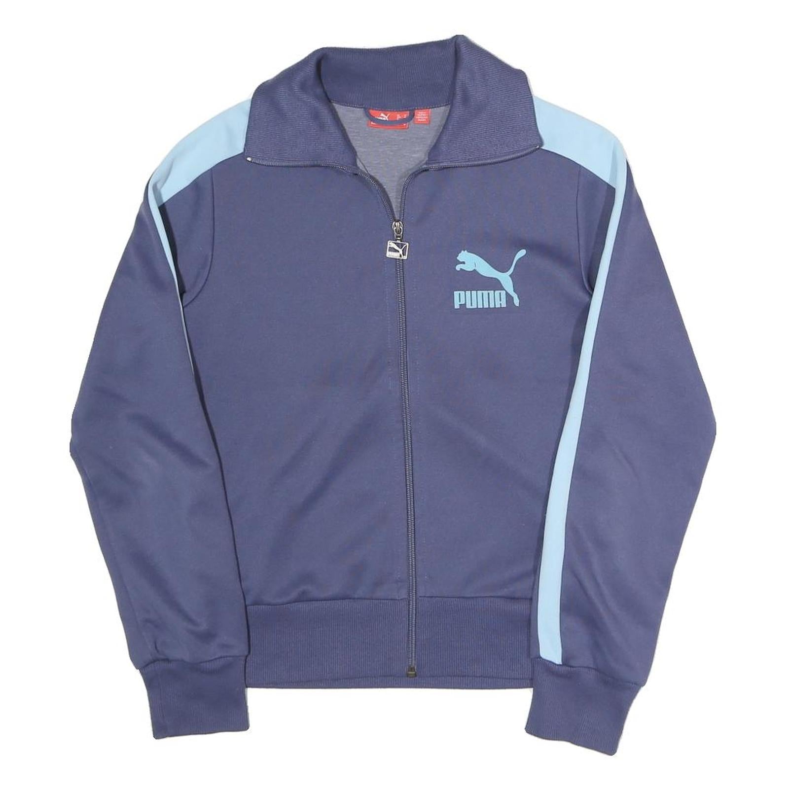 PUMA Womens Blue & Light Blue Track Jacket UK 12 Polyester Zip Sportswear