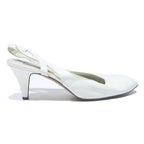 FLORDILUNA Womens White Leather Slingback Heels UK 4.5 Classic Elegant Shoes