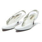 FLORDILUNA Womens White Leather Slingback Heels UK 4.5 Classic Elegant Shoes