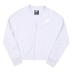 NIKE Girls White Jacket L Polyester Blend Zip Plain Sportswear Track Top