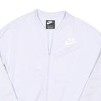 NIKE Girls White Jacket L Polyester Blend Zip Plain Sportswear Track Top
