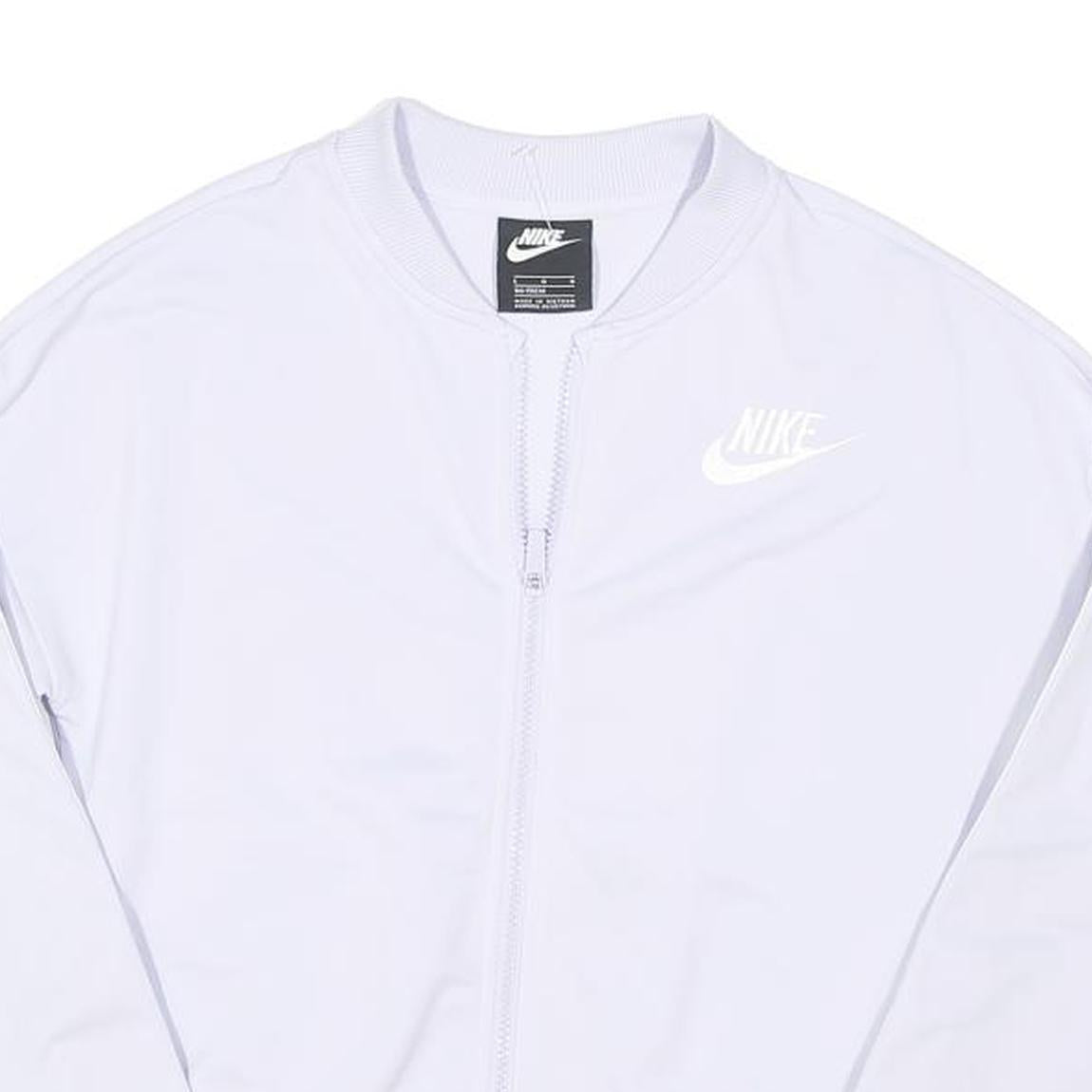 NIKE Girls White Jacket L Polyester Blend Zip Plain Sportswear Track Top