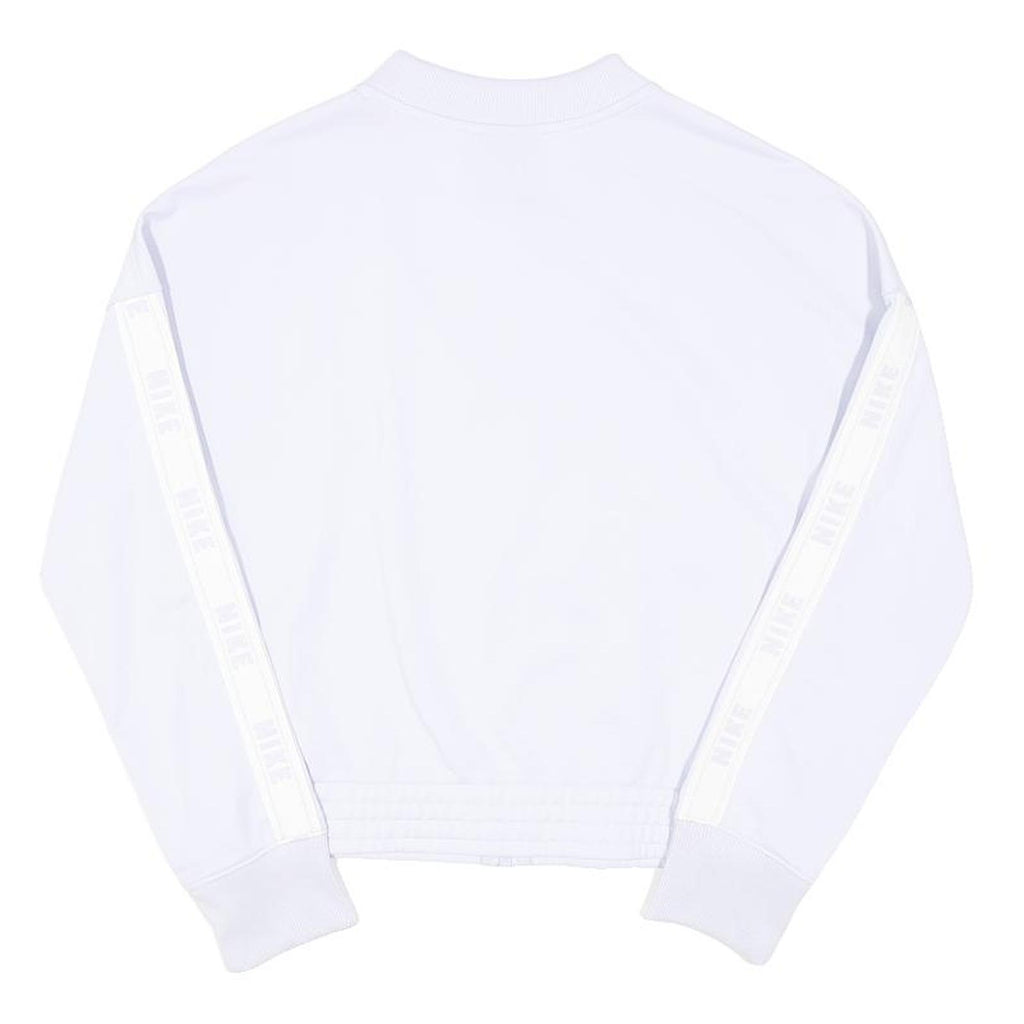 NIKE Girls White Jacket L Polyester Blend Zip Plain Sportswear Track Top