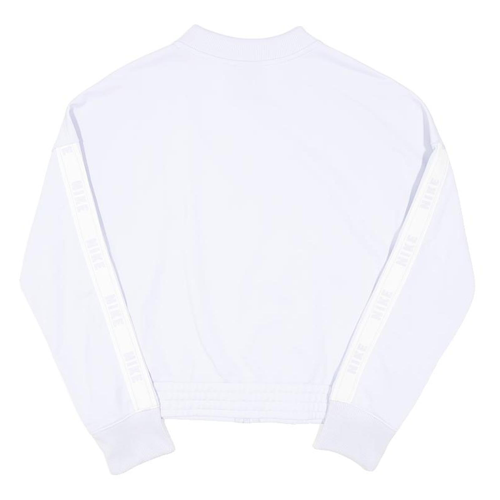 NIKE Girls White Jacket L Polyester Blend Zip Plain Sportswear Track Top