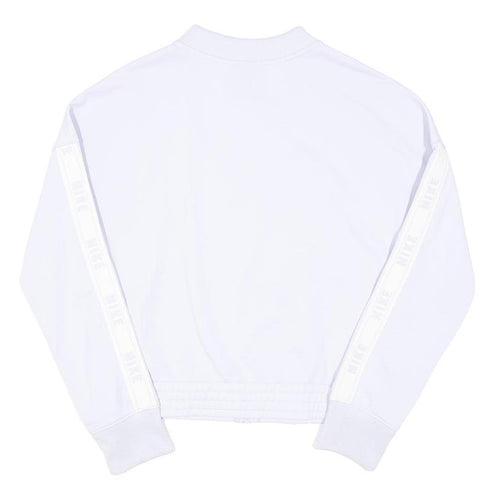 NIKE Girls White Jacket L Polyester Blend Zip Plain Sportswear Track Top
