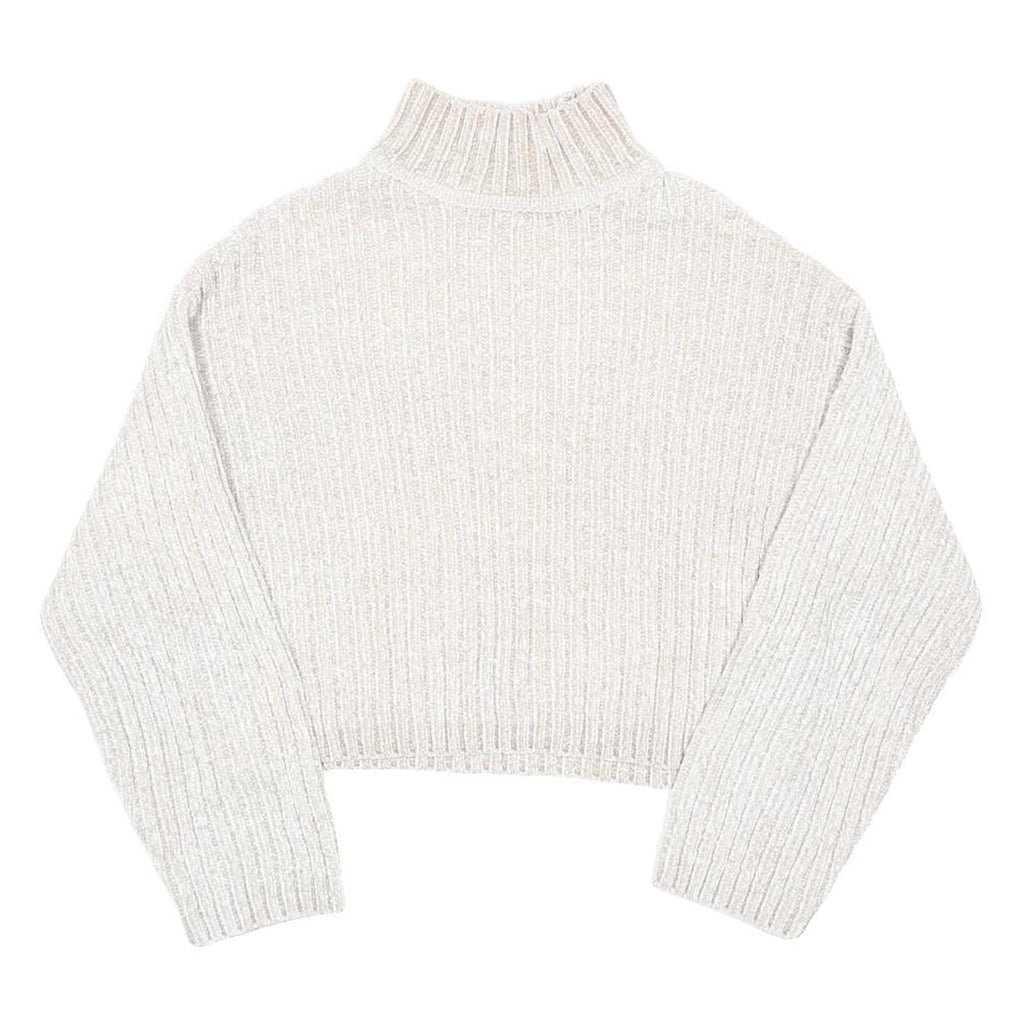 H&M Womens Cream Plain Pullover Pattern Crew Neck Chunky Knit S Soft Warm Cozy