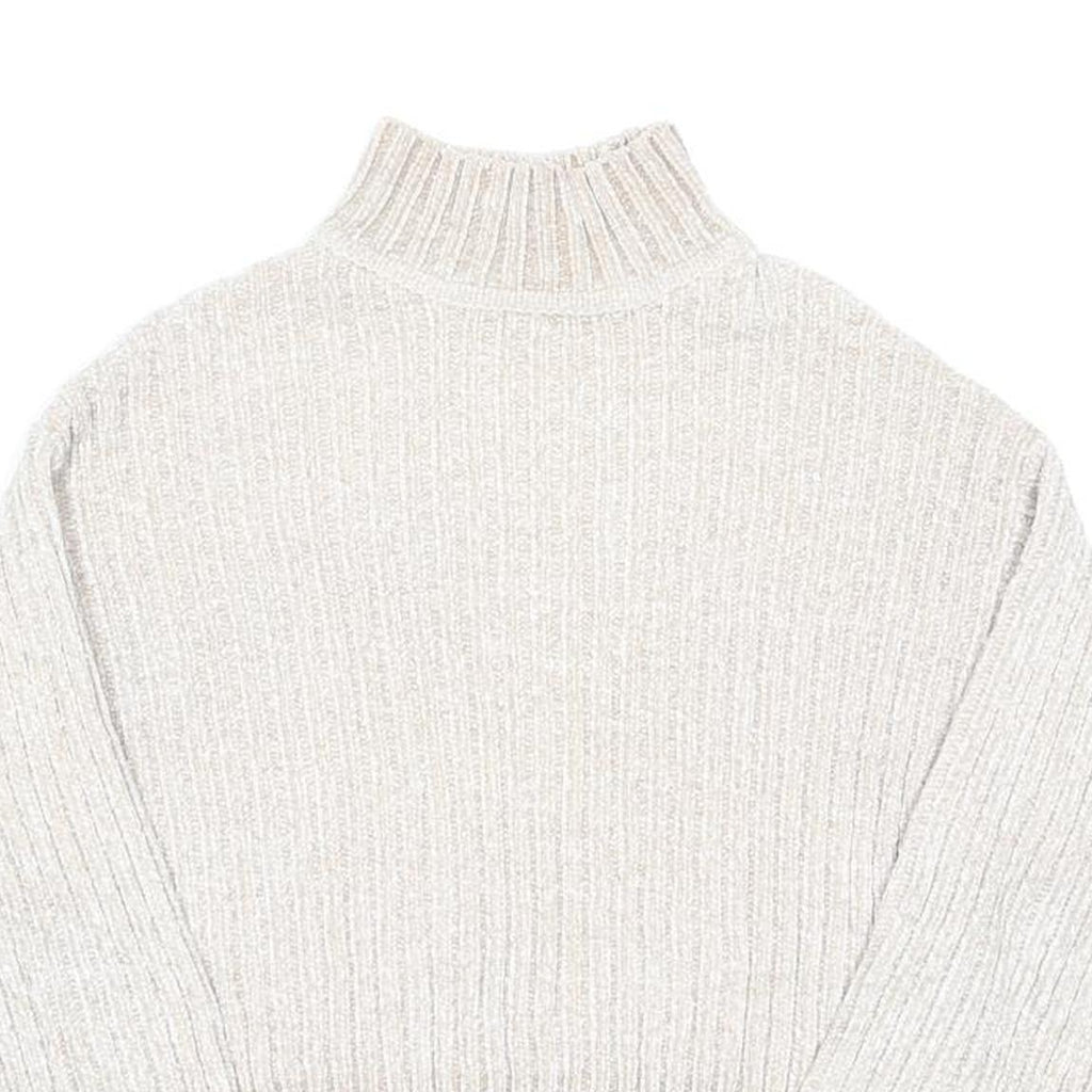 H&M Womens Cream Plain Pullover Pattern Crew Neck Chunky Knit S Soft Warm Cozy