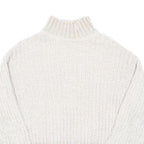 H&M Womens Cream Plain Pullover Pattern Crew Neck Chunky Knit S Soft Warm Cozy