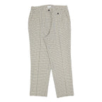 Womens Regular Fit Checked Zip Trousers Cream & Black W32 L30 Classic Casual