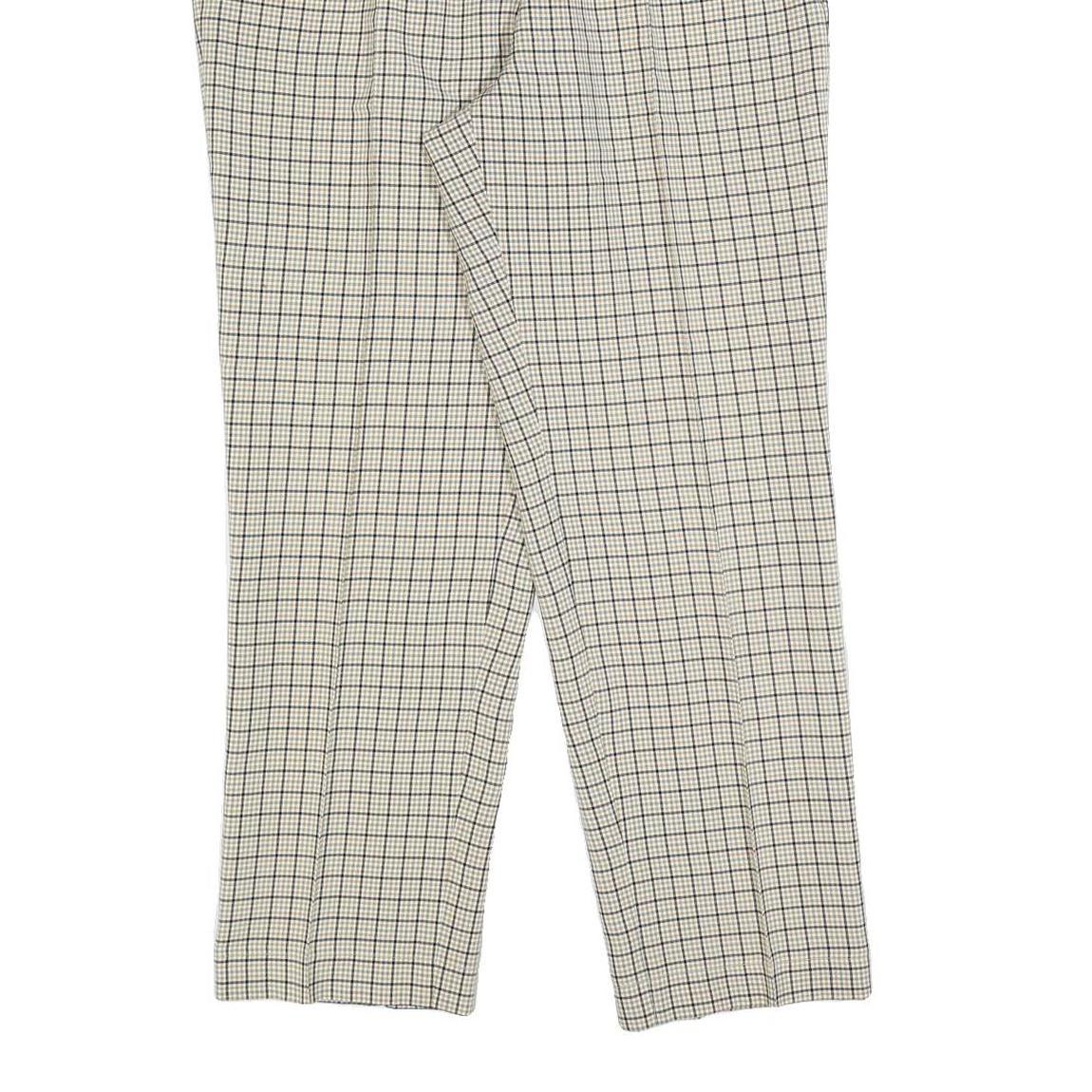 Womens Regular Fit Checked Zip Trousers Cream & Black W32 L30 Classic Casual