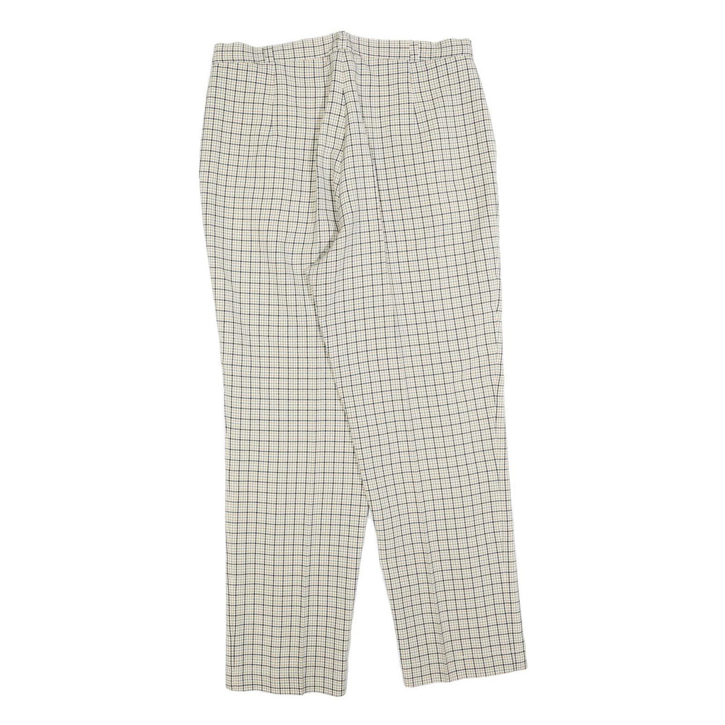 Womens Regular Fit Checked Zip Trousers Cream & Black W32 L30 Classic Casual