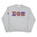 CHAMPION Mens Grey Greek Letters Crew Neck XL Applique Cotton Blend Sweatshirt