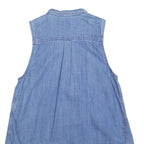 LEVI'S Womens Blue Denim Sleeveless Shirt S Button Neck Casual Top