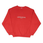 GUESS JEANS Mens Red Cotton Blend Crew Neck L Sweatshirt Logo Print