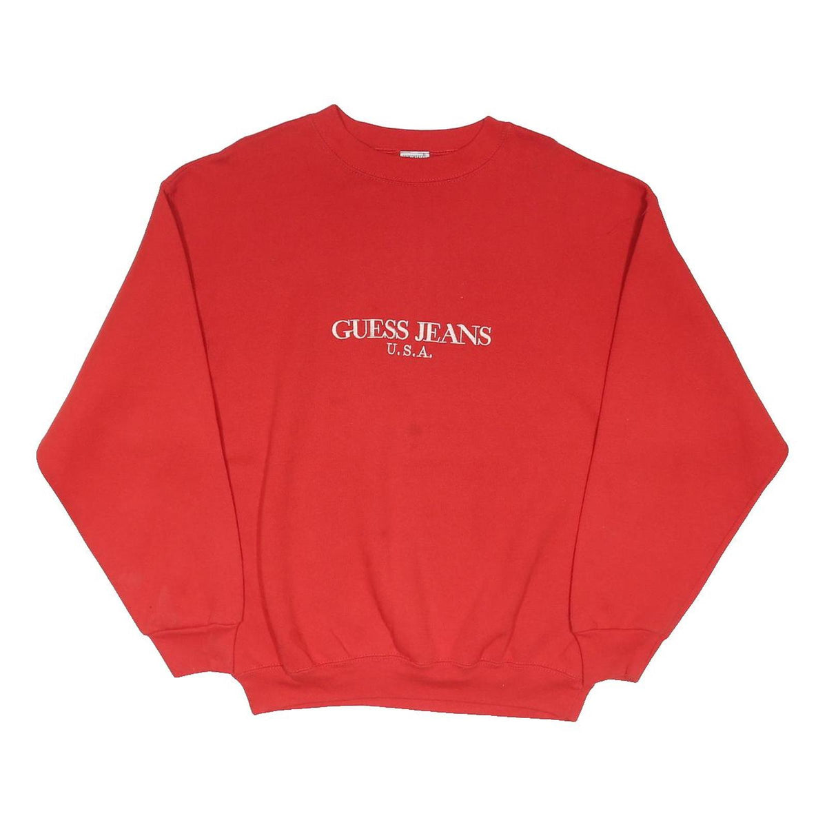 GUESS JEANS Mens Red Cotton Blend Crew Neck L Sweatshirt Logo Print