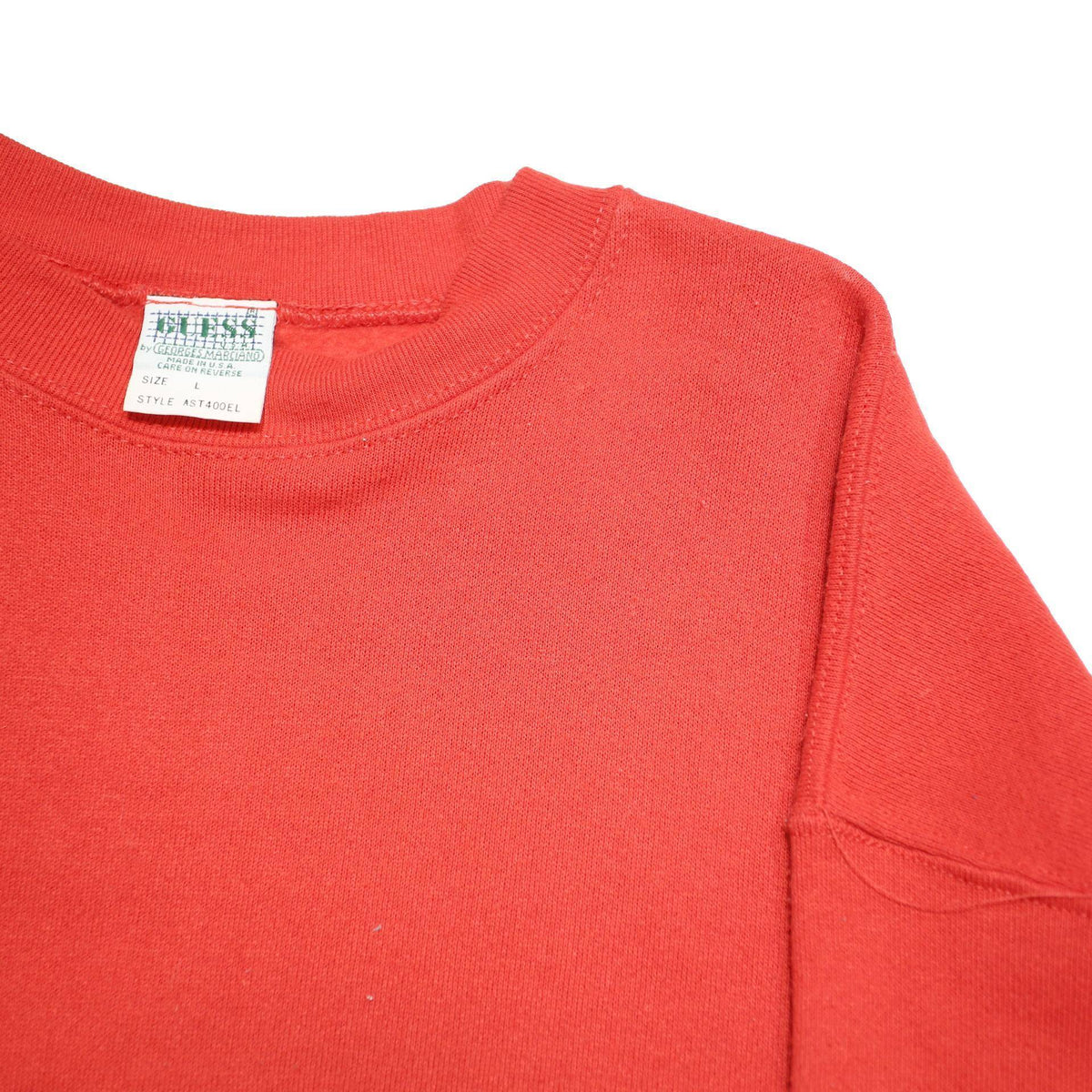 GUESS JEANS Mens Red Cotton Blend Crew Neck L Sweatshirt Logo Print