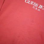 GUESS JEANS Mens Red Cotton Blend Crew Neck L Sweatshirt Logo Print