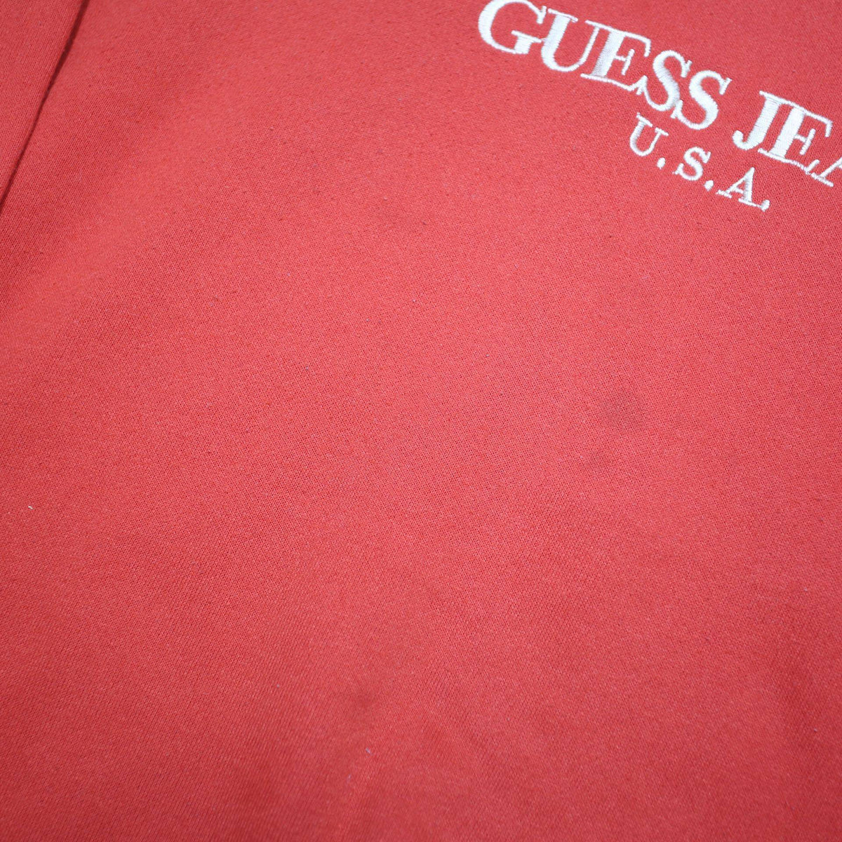 GUESS JEANS Mens Red Cotton Blend Crew Neck L Sweatshirt Logo Print