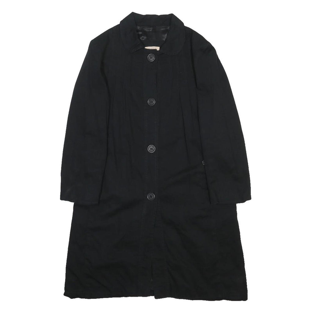 SANDRO Womens Black Cotton Button Jacket S Plain Classic Fit Lightweight