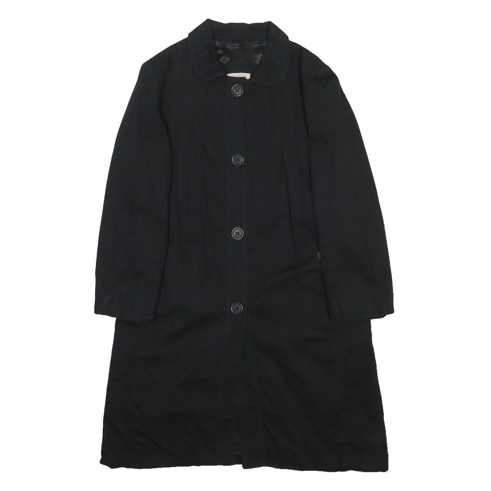 SANDRO Womens Black Cotton Button Jacket S Plain Classic Fit Lightweight