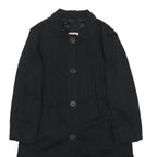 SANDRO Womens Black Cotton Button Jacket S Plain Classic Fit Lightweight