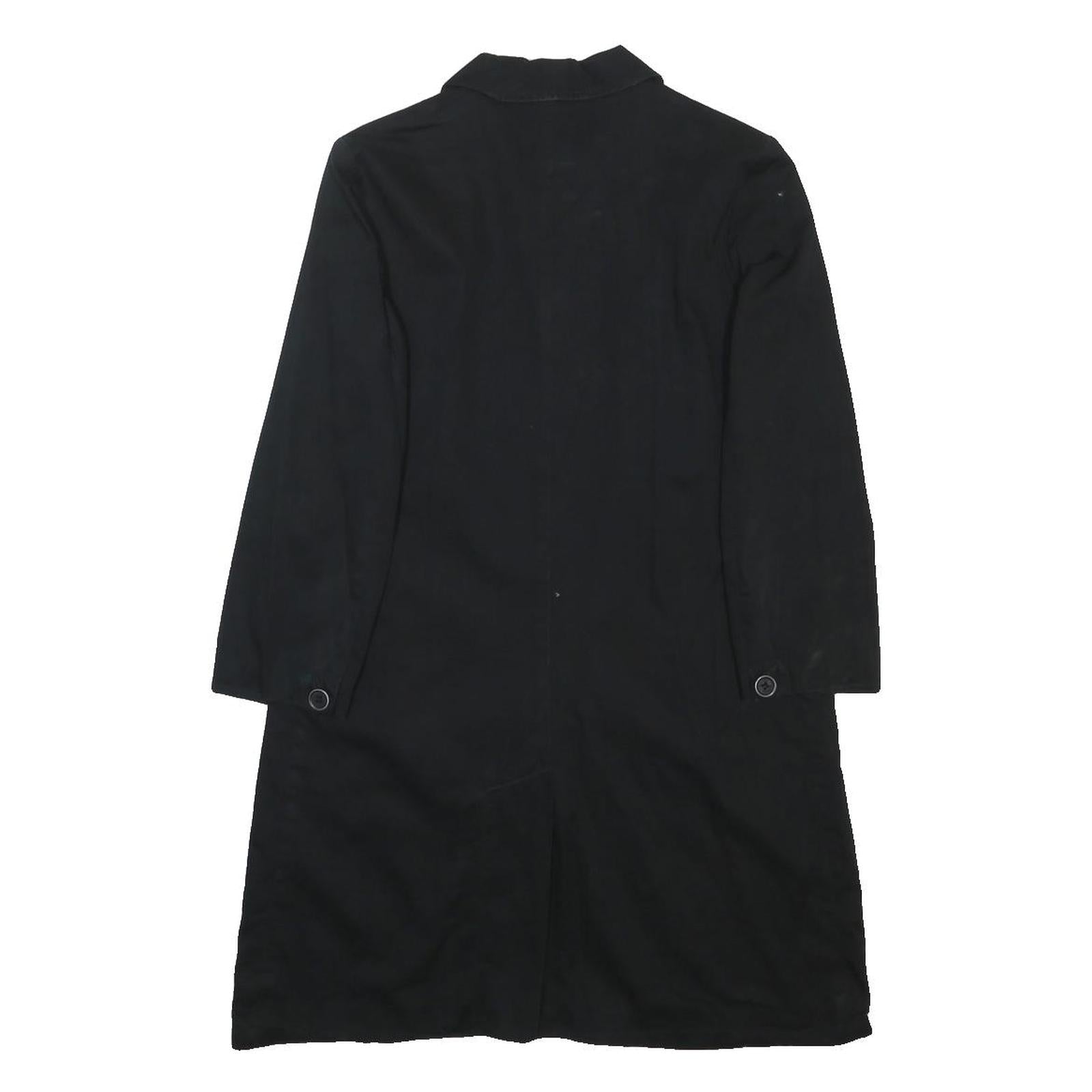 SANDRO Womens Black Cotton Button Jacket S Plain Classic Fit Lightweight
