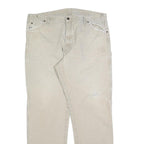 DICKIES Mens Relaxed Beige Cotton Blend Zip Trousers W42 L36 Workwear Casual