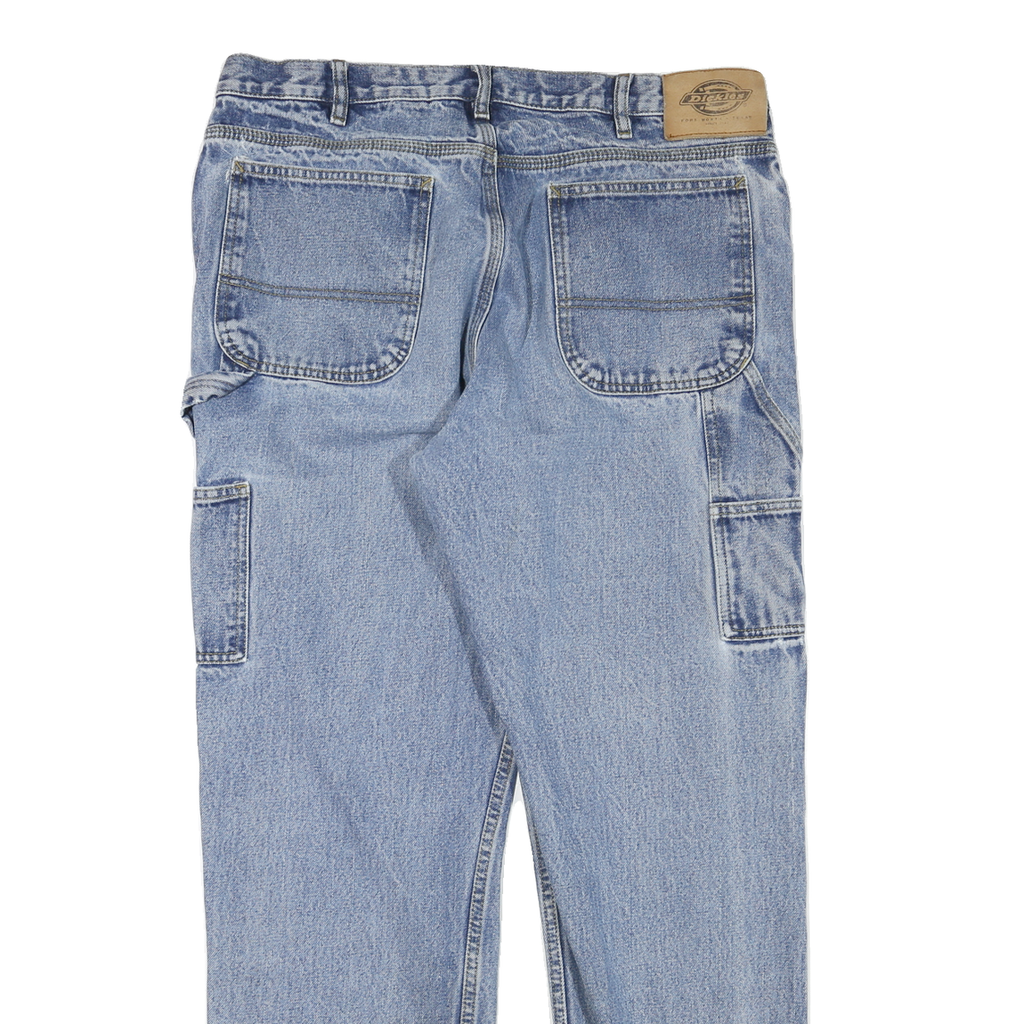 DICKIES Mens Blue Regular Fit Straight Denim Jeans W36 L32 Workwear Zip Closure