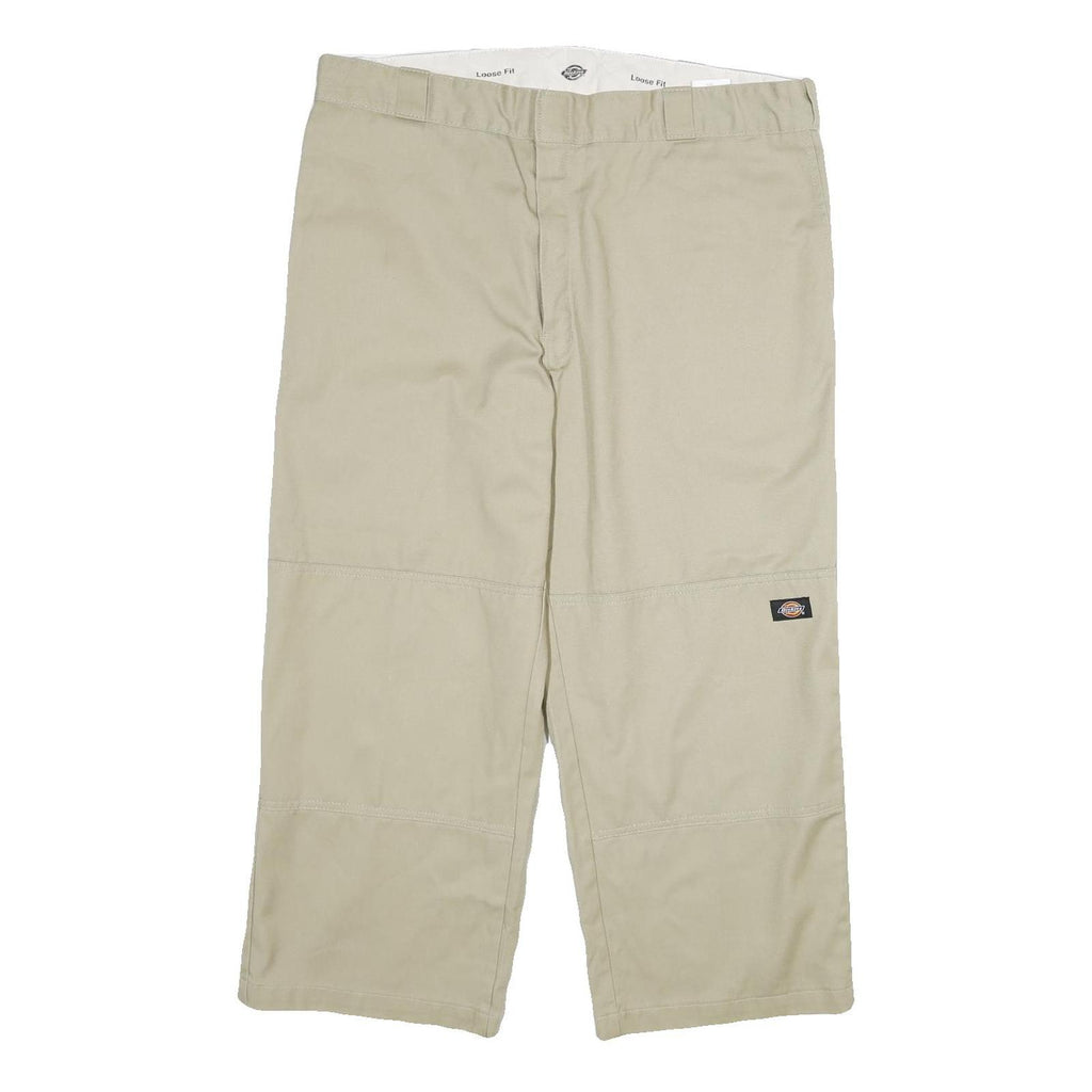 DICKIES Mens Cotton Beige Loose Fit Straight Trousers W40 L30 Workwear Durable