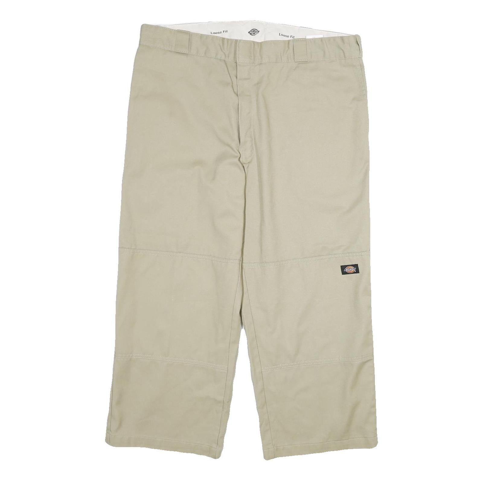 DICKIES Mens Cotton Beige Loose Fit Straight Trousers W40 L30 Workwear Durable