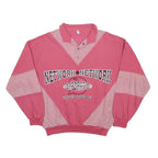 Womens Pink & White Striped Crew Neck XL Cotton Blend Sweatshirt Network