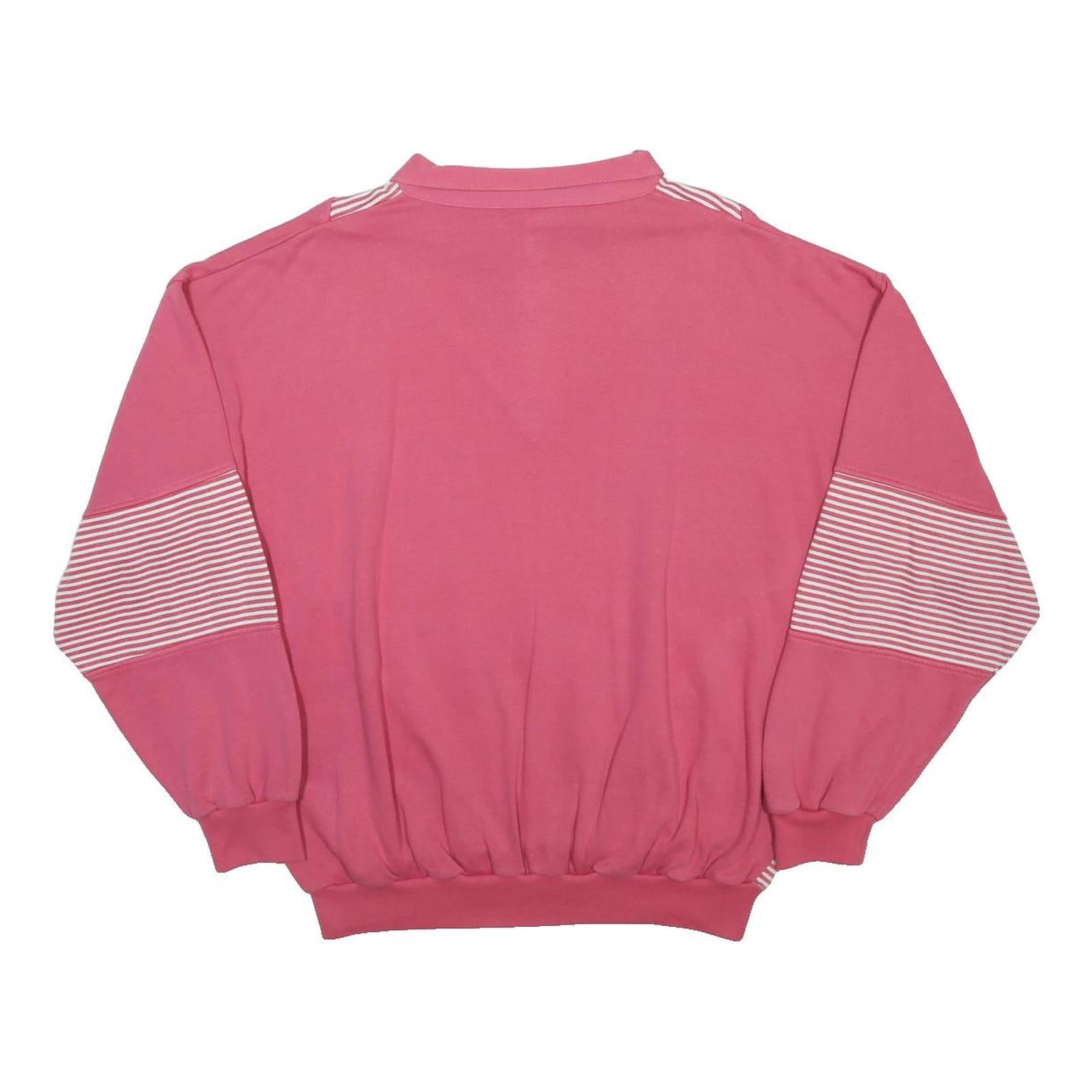 Womens Pink & White Striped Crew Neck XL Cotton Blend Sweatshirt Network