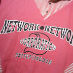 Womens Pink & White Striped Crew Neck XL Cotton Blend Sweatshirt Network