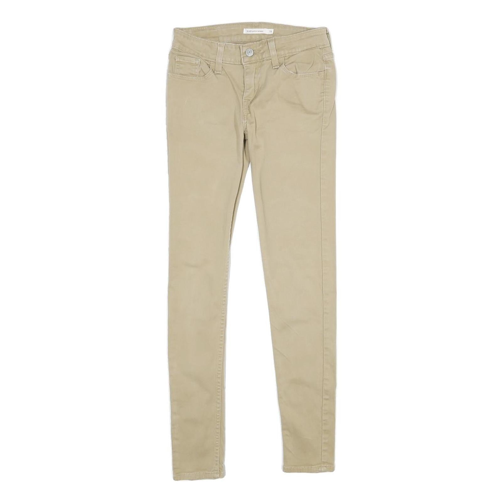 LEVI'S Womens Beige Cotton Blend Slim Skinny Trousers W26 L30 Stretch Fit